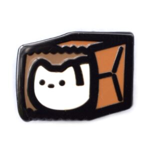 White Cat in Bag Mini Pin