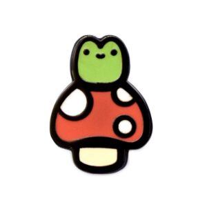 Frog on a Mushroom Mini Pin